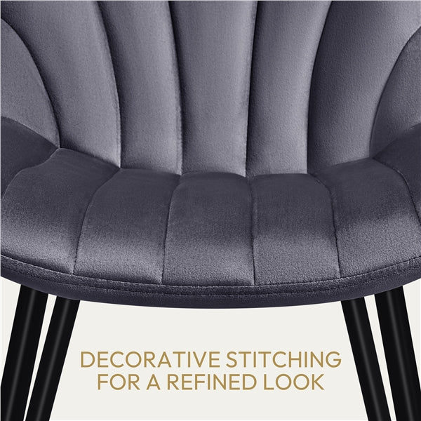 Set of 2 Modern Velvet Fabric Upholstered Dining Chairs with Metal Legs