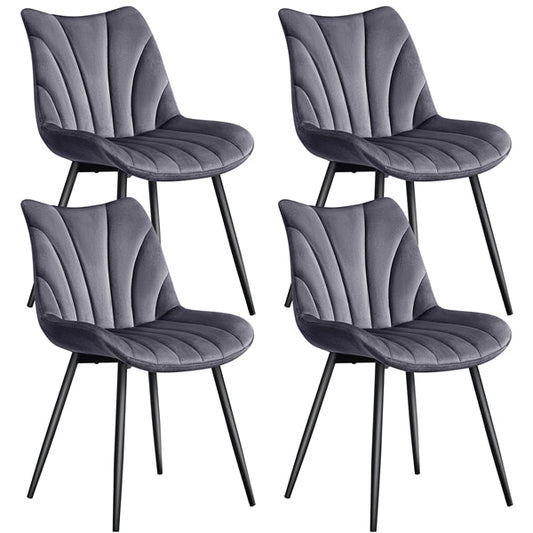Set of 4 Modern Velvet Fabric Upholstered Dining Chairs with Metal Legs
