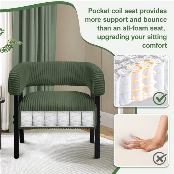 Corduroy Barrel Accent Chair Contemporary Upholstered Armchair