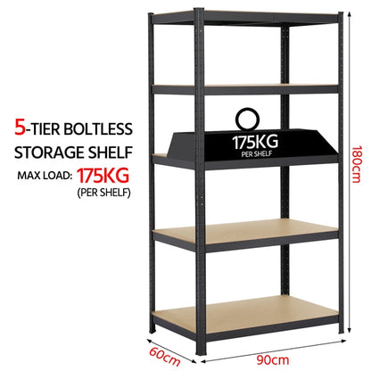 5 Tiers Metal Storage Shelving Adjustable Display Rack Unit