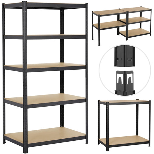 5 Tiers Metal Storage Shelving Adjustable Display Rack Unit