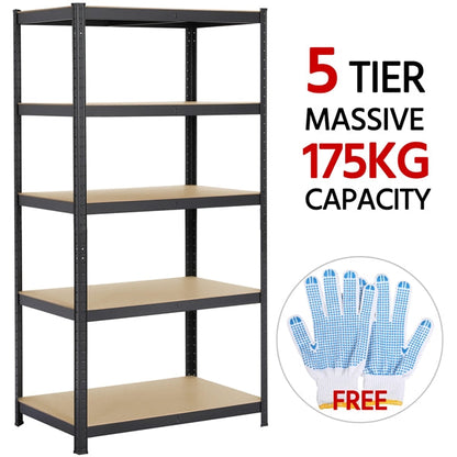 5 Tiers Metal Storage Shelving Adjustable Display Rack Unit