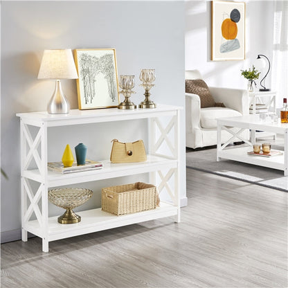 3-Tier Wooden Console Table Sofa Side Table Entryway Table