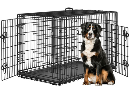 122cm Dog Crate for Large Dogs w/ Divider Foldable Metal Wire Dog Cage Kennel