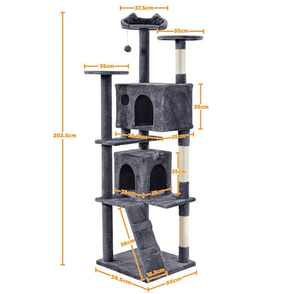 203cm H Plush Cat Tree Multilevel Indoor Cat Tower