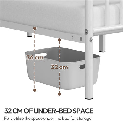 Single Metal Bed Frame with Slatted Headboard and Footboard