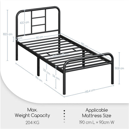 Strong Iron Platform Bed Single Bed Frame with High Headboard