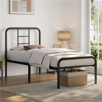 Strong Iron Platform Bed Single Bed Frame with High Headboard