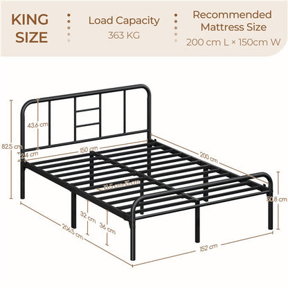 Romantic Metal-Framed Bed with High Headboard Strong Iron Platform Bed