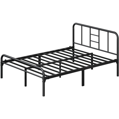 Romantic Metal-Framed Bed with High Headboard Strong Iron Platform Bed