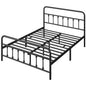 Classic Queen Size Iron Platform Bed with High Headboard and Footboard