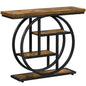 4-Tier Rustic Industrial Console Table Hall Table with Display Shelves