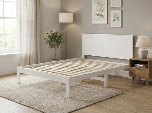 'Metro' Solid Pine Bed Frame White Queen
