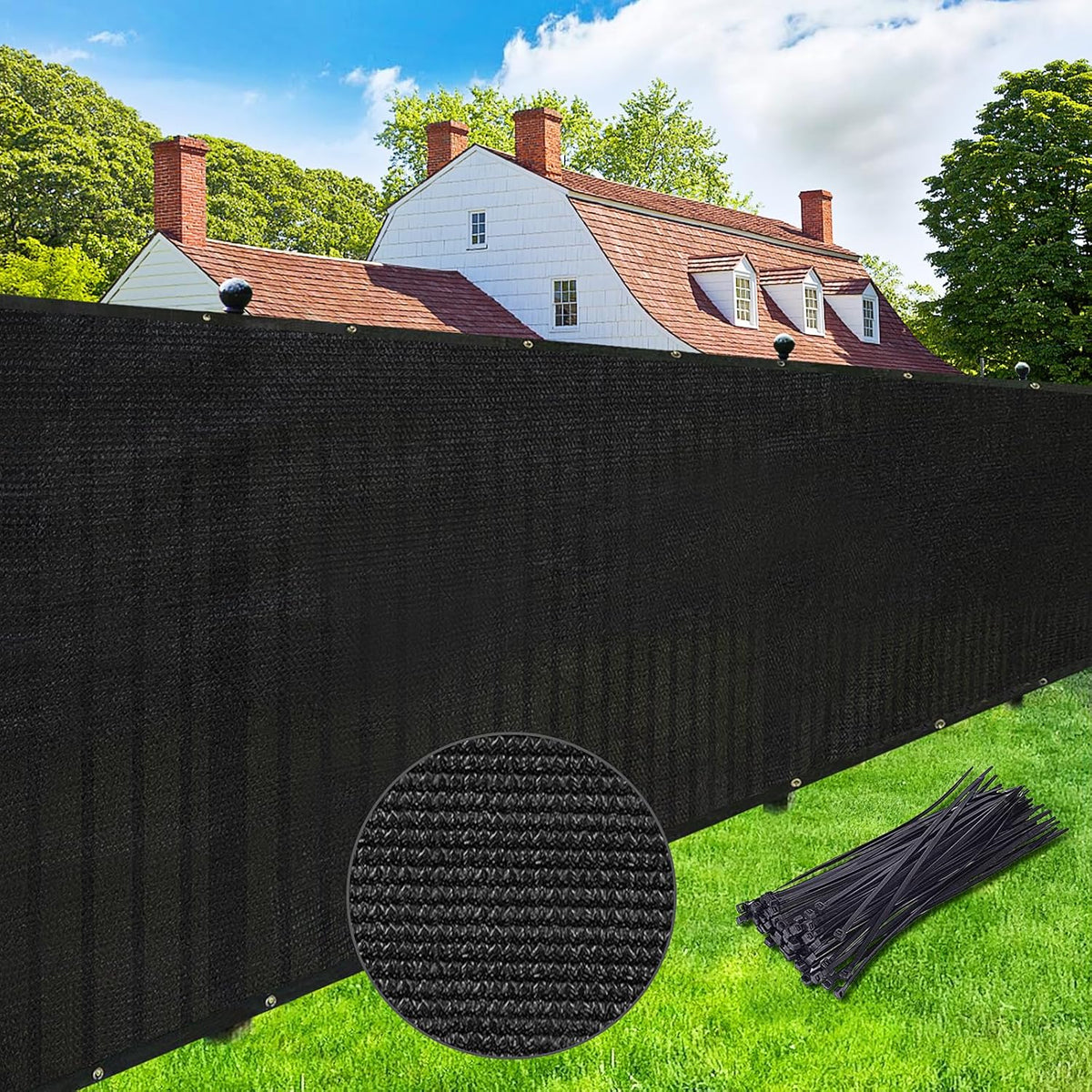 100GSM Privacy Fence Screen Black 1.2Mx10M