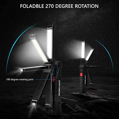 LED Work Light Flashlight with Magnetic Base 270?Rotate Grill Light and 5 Modes