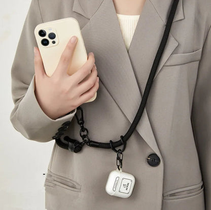 7mm Adjustable Mobile Phone Lanyard Black Detachable Nylon Crossbody Lanyard