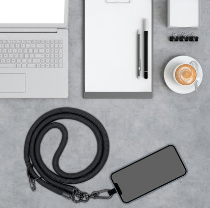 7mm Adjustable Mobile Phone Lanyard Black Detachable Nylon Crossbody Lanyard