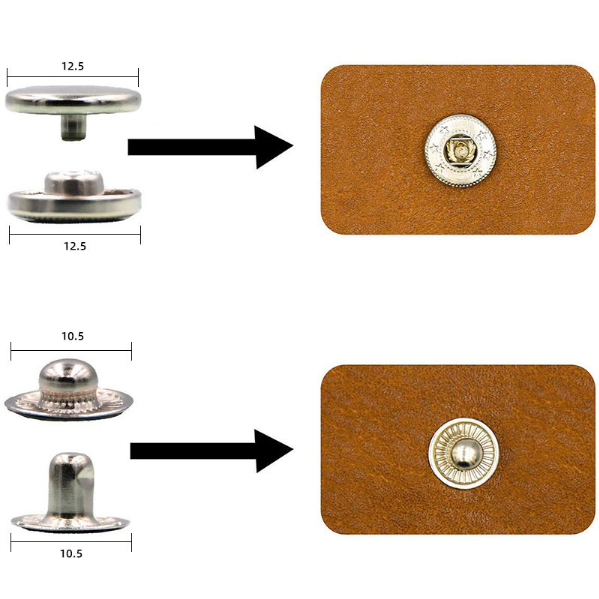 120Sets Leather Snaps Button Kit - 0.49 inch Metal Button,6 Color Snap