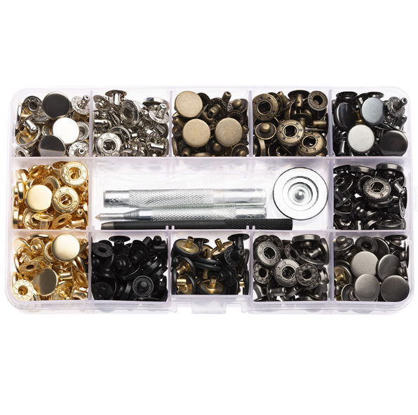 120Sets Leather Snaps Button Kit - 0.49 inch Metal Button,6 Color Snap