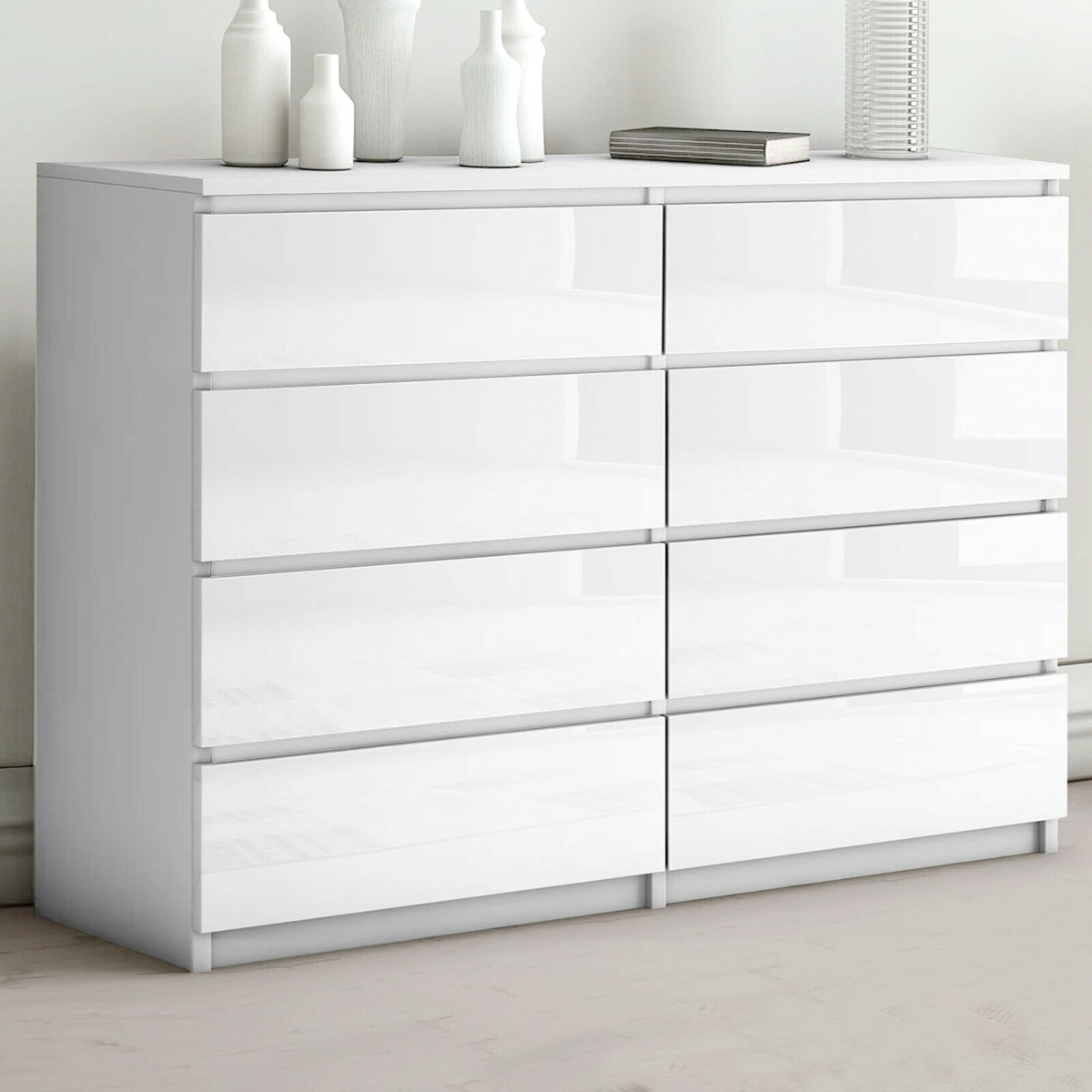 'Monaco' White Chest of 8 drawers