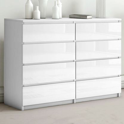 'Monaco' White Chest of 8 drawers