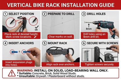 2pcs Wall Mount Bike Rack Vertical Bicycle Hook
