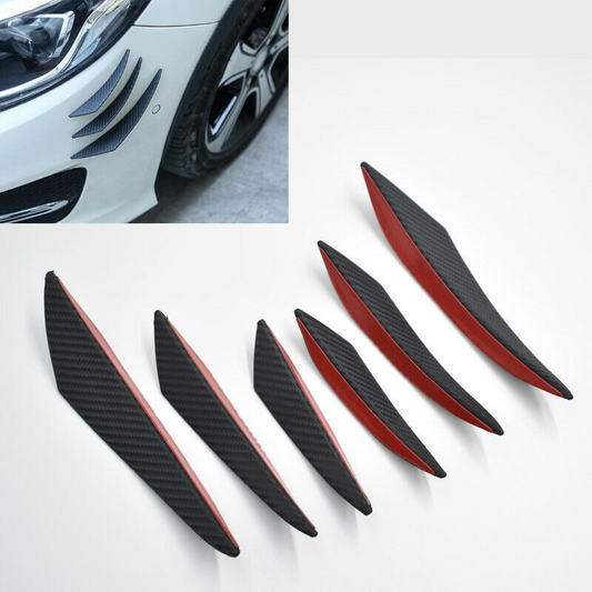 6-Piece Car Front Bumper Lip Splitter Fins Body Spoiler Canards Refit
