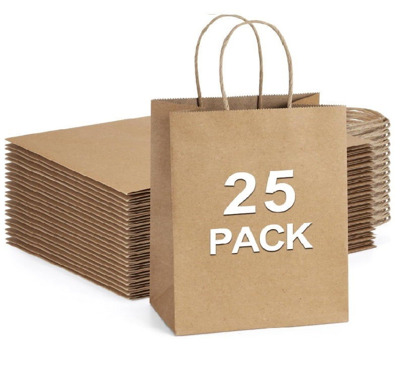 25pcs Kraft Paper Bags Party Bags Shopping Bag