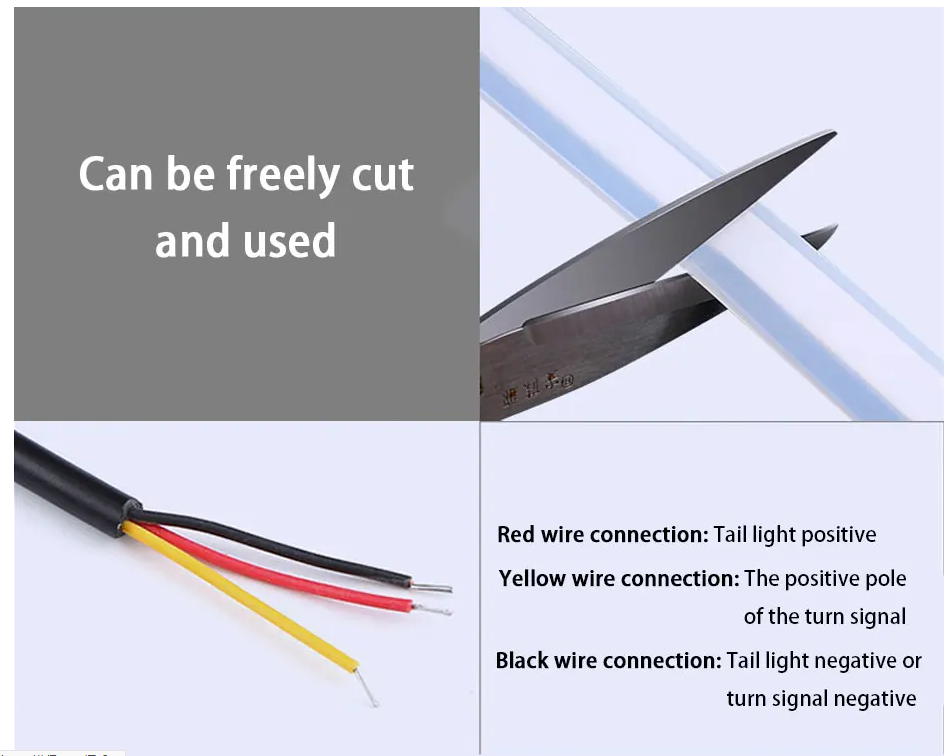 30CM Flexible Motorcycle Turn Signal Light Red to Yellow
