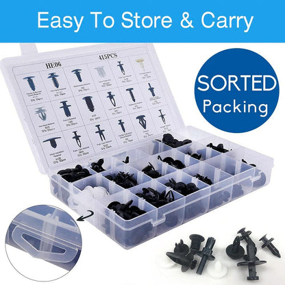 415-Piece Car Body Push Retainer Pin Rivet Trim Plastic Clips