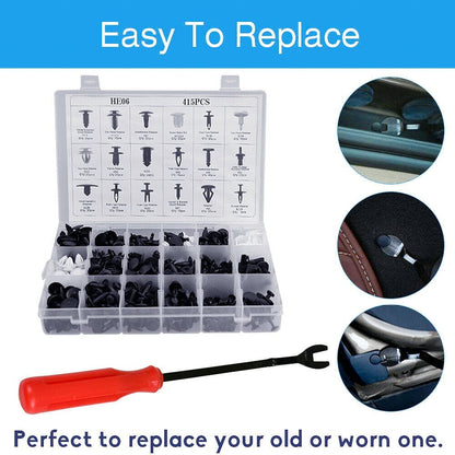 415-Piece Car Body Push Retainer Pin Rivet Trim Plastic Clips
