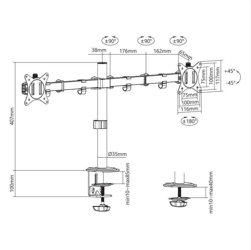 Locktight Dual-Monitor steel articulating mount