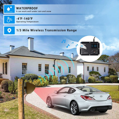 Solar Driveway Alarm Wireless Outdoor Motion Sensor & Detector Driveway Alert System
