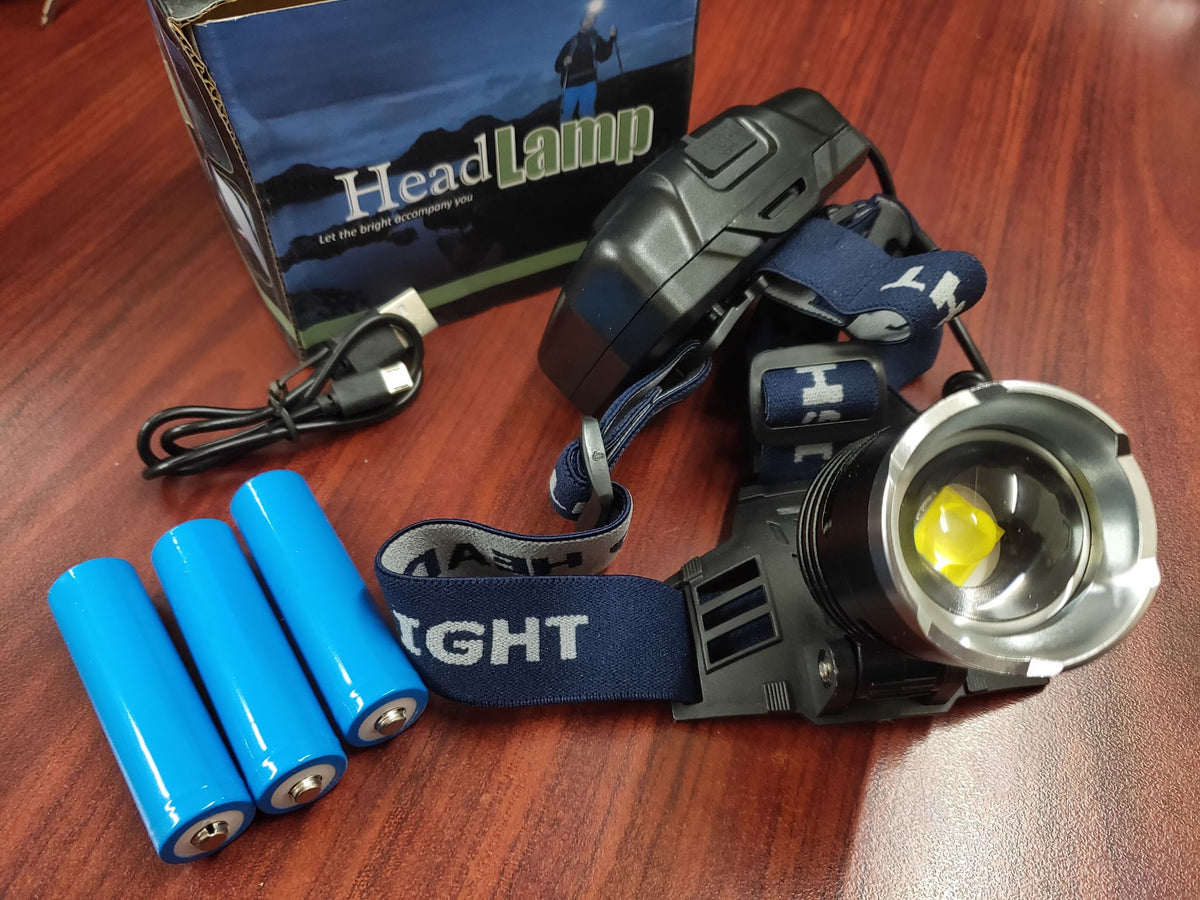 Headlamps XHP70 Super Bright Waterproof 3 x 18650 Batteris Adjustable Focus