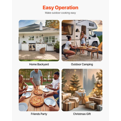 12" Outdoor Wood Fired Pizza Oven Portable with Thermometer, Pizza Stone & Carry Bag