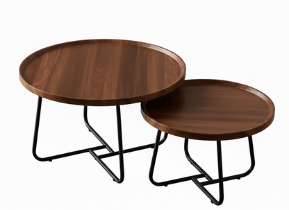 Brian Wooden Nested Round Coffee Table Set