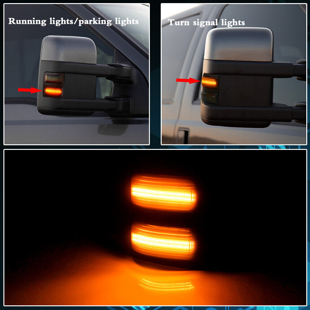2PCS For Ford F250 F350 F450 F550 Amber LED Side Mirror Marker Signal Lights