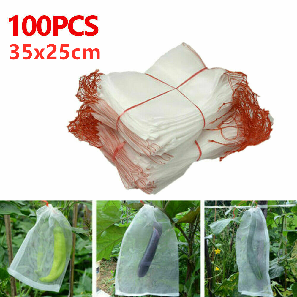 100-Piece 35x25cm Agriculture Garden Fruit Vegetable Protection Net Bags