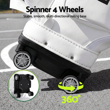 Everfit Golf Cart Bag Rolling Buggy Trolley Club Organiser White