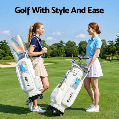 Everfit Golf Cart Bag Rolling Buggy Trolley Club Organiser White
