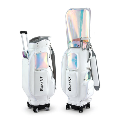 Everfit Golf Cart Bag Rolling Buggy Trolley Club Organiser White