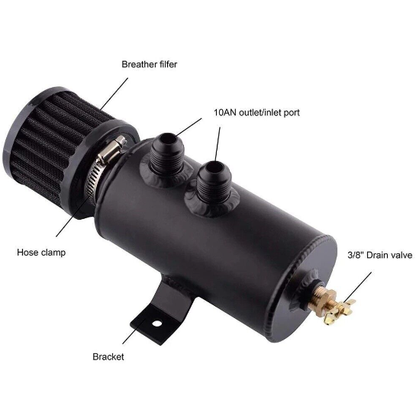 750ml Oil Catch Can Tank Kit Polish Baffled Reservoir with Breather Filter