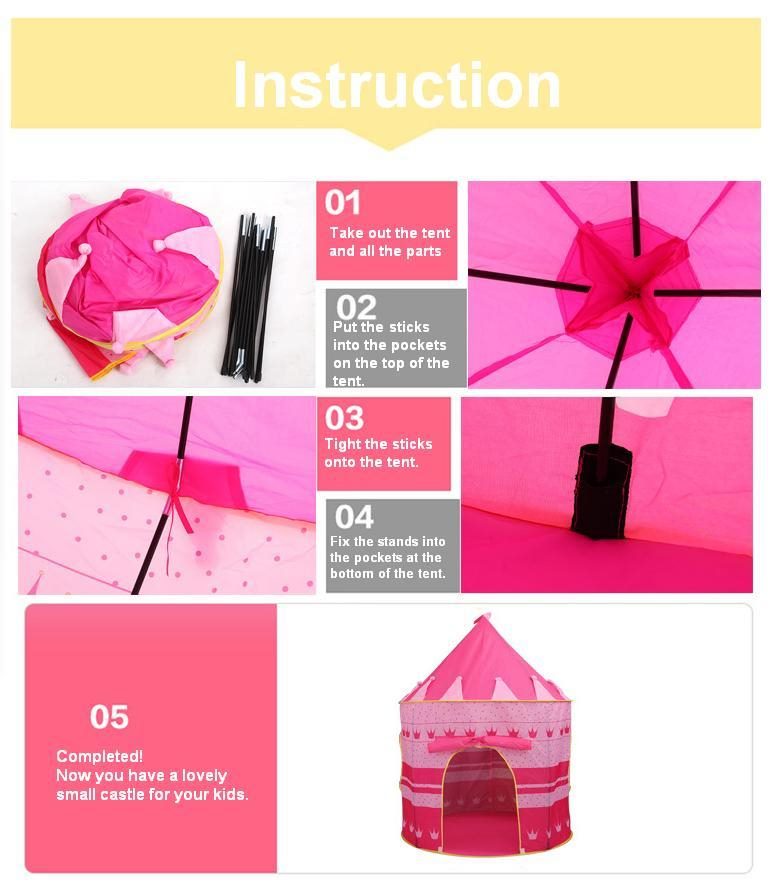 Pink Princess Castle Play Tent Playhouse for Kids