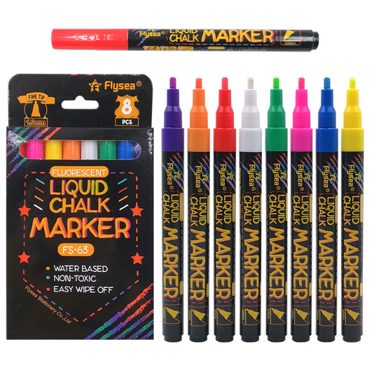 Liquid Chalk Markers 3mm Tip - Set of 8
