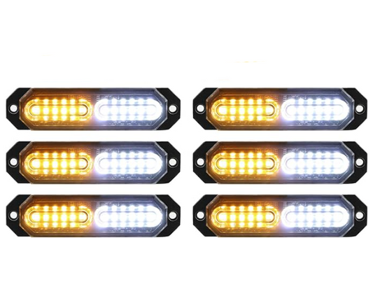 LED Strobe Lights(Amber/White) 6PCS