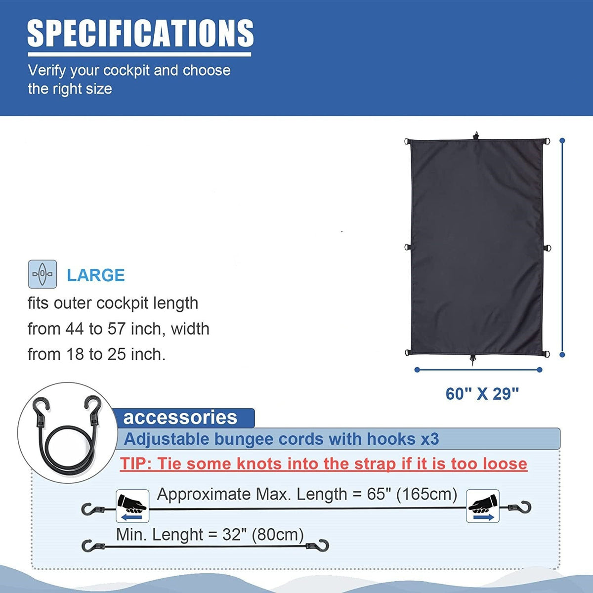 153 x 74cm Kayak Cockpit Drape Seal Cockpit Cover Waterproof