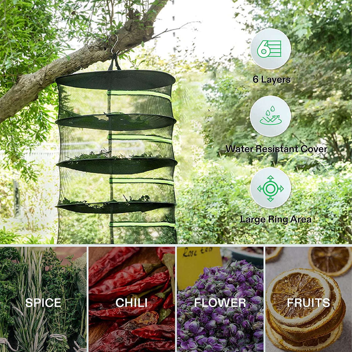 6 Layers Food Drying Net Fish Drying Rack Mesh Net