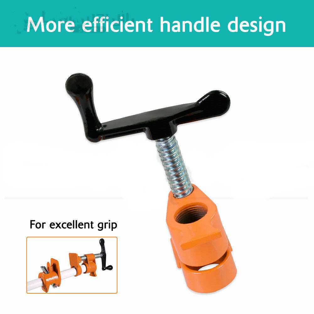 3/4'' Gluing Pipe Clamp 4 Pcs Heavy Duty WOODWORKING VICE TOOLS Wide Protect Pad