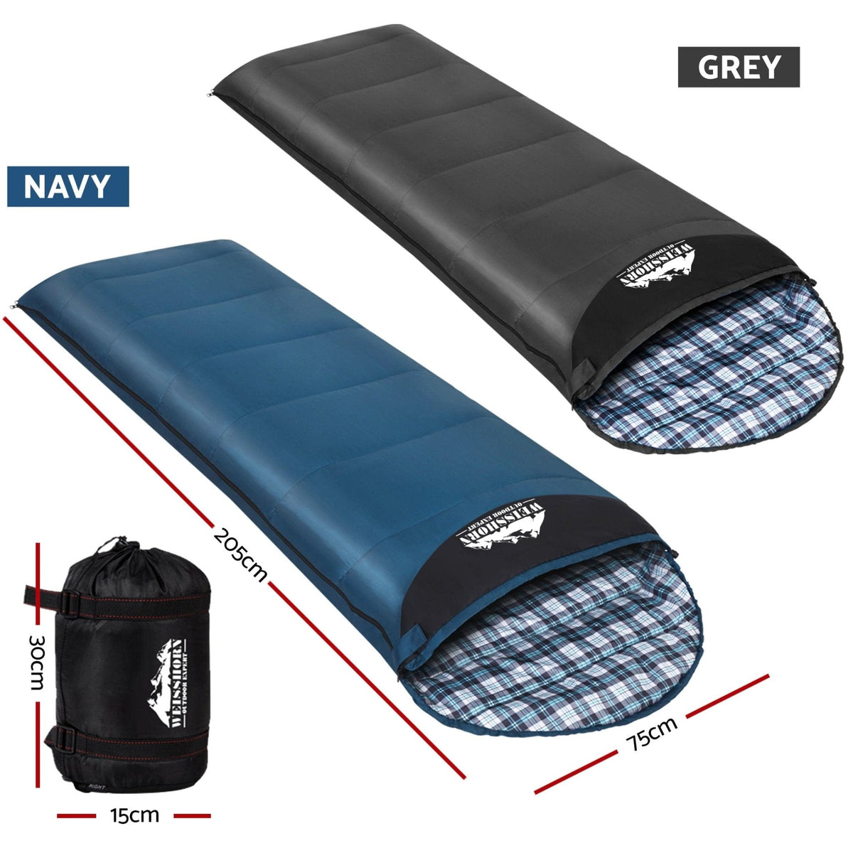 Weisshorn Sleeping Bag Set of 2 Single Thermal Camping Hiking Tent 0??