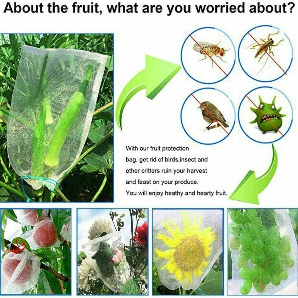 100-Piece 35x25cm Agriculture Garden Fruit Vegetable Protection Net Bags